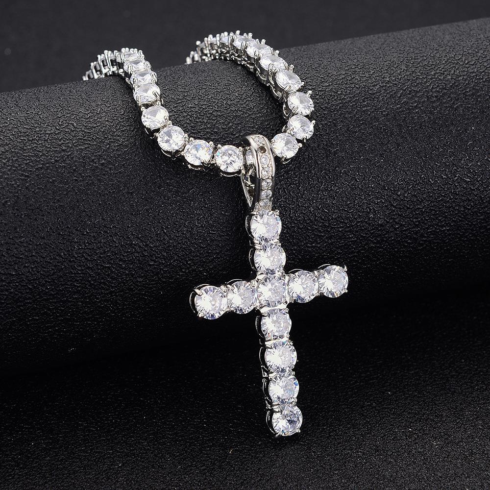 Cadena Tennis Iced Out con Cruz
