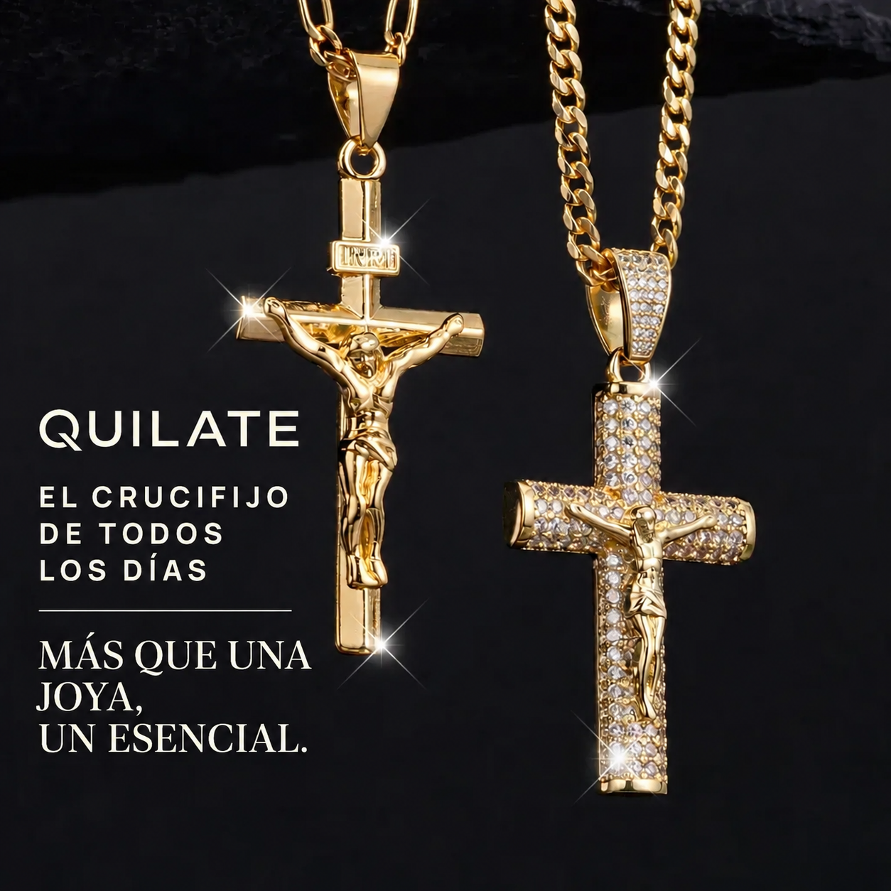 Cadena Figaro con Crucifijo Oro 14K