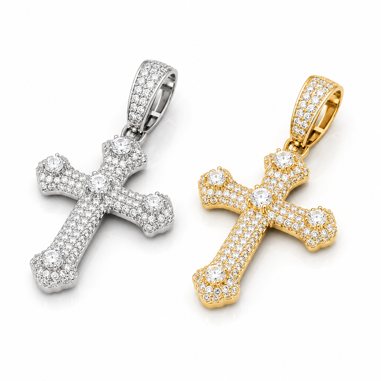 Colgante Cruz con Diamantes de Moissanita