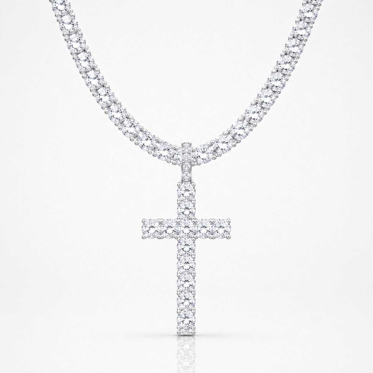 Cadena Tennis Iced Out con Cruz