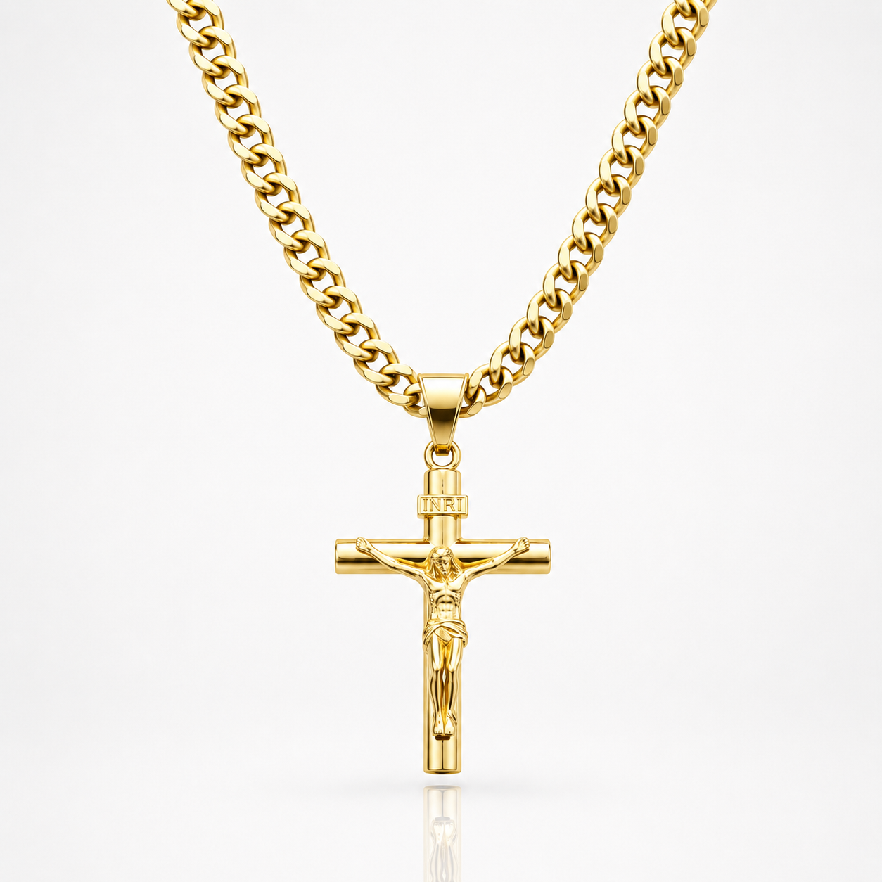 Cadena Figaro con Crucifijo Oro 14K