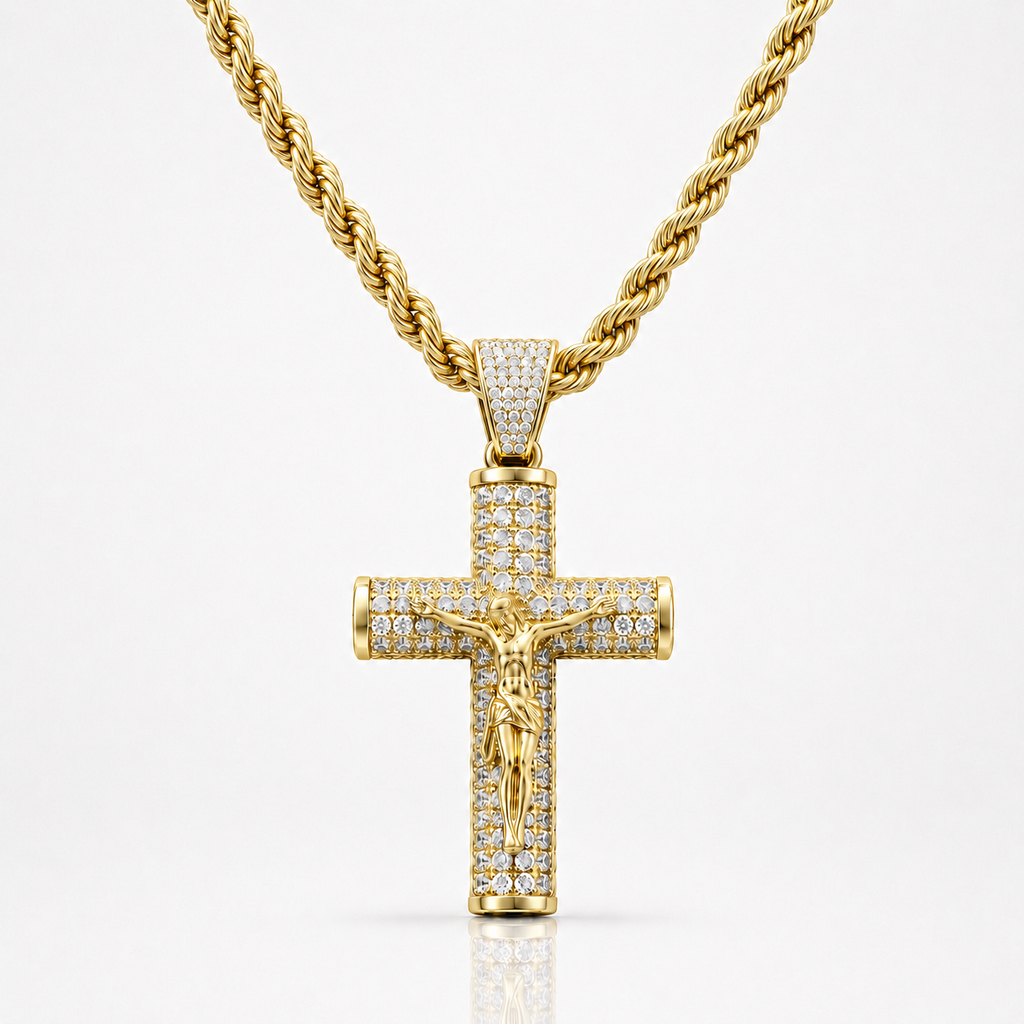 Cadena Cordón con Crucifijo Oro 14K