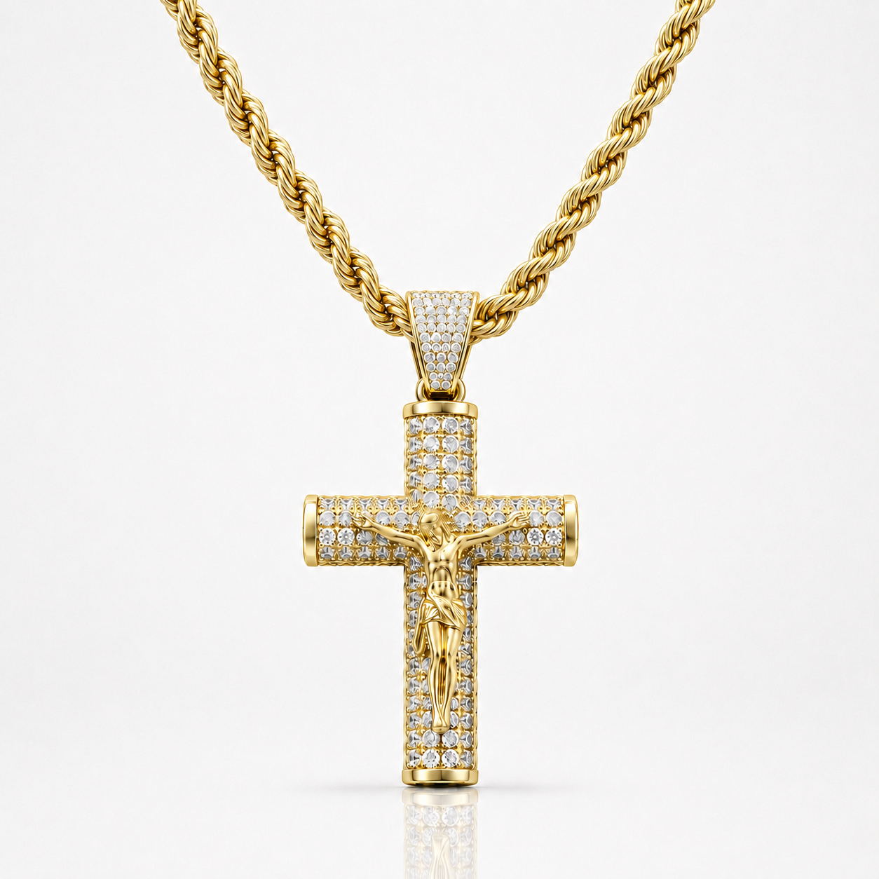 Cadena Cordón con Crucifijo Oro 14K