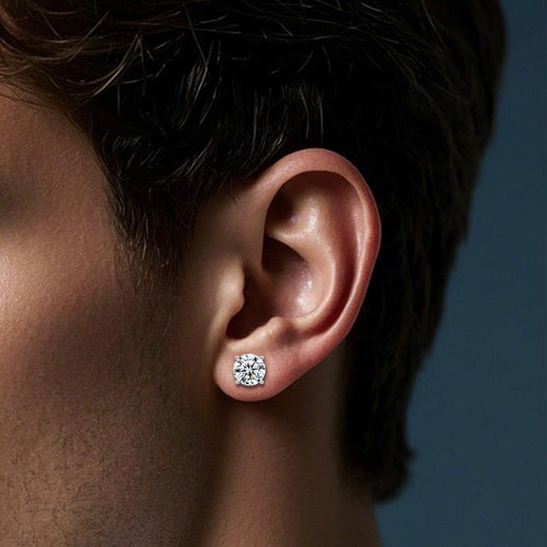 Aros Solitario Cuatro Garras Baño de Oro 14K