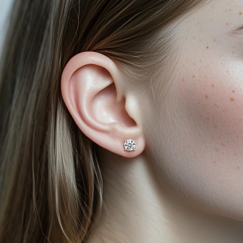Aros Solitario Cuatro Garras Baño de Oro 14K