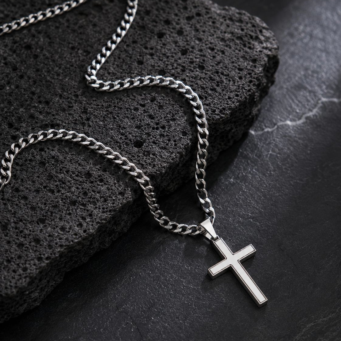 Cadena con Cruz en Plata