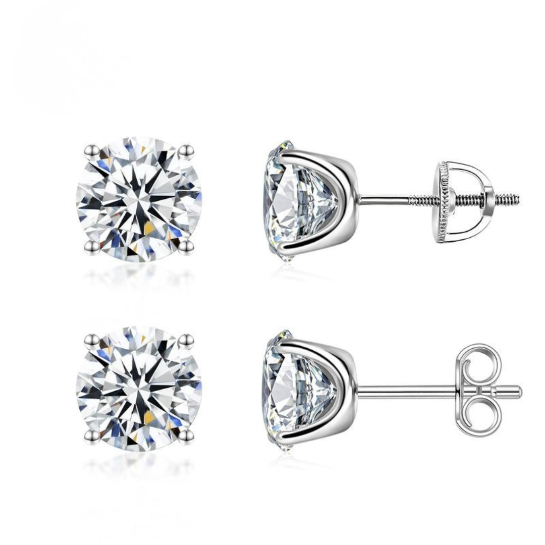 Aros Solitario Cuatro Garras Baño de Oro 14K