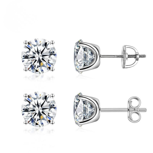 Aros Solitario Cuatro Garras Baño de Oro 14K