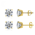 Aros Solitario Cuatro Garras Baño de Oro 14K