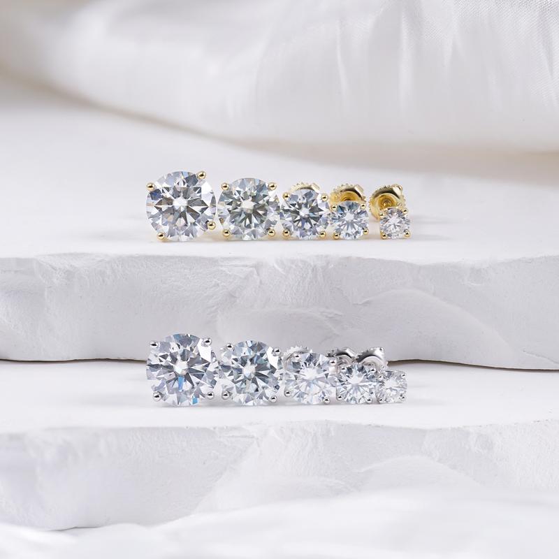 Aros Solitario Cuatro Garras Baño de Oro 14K